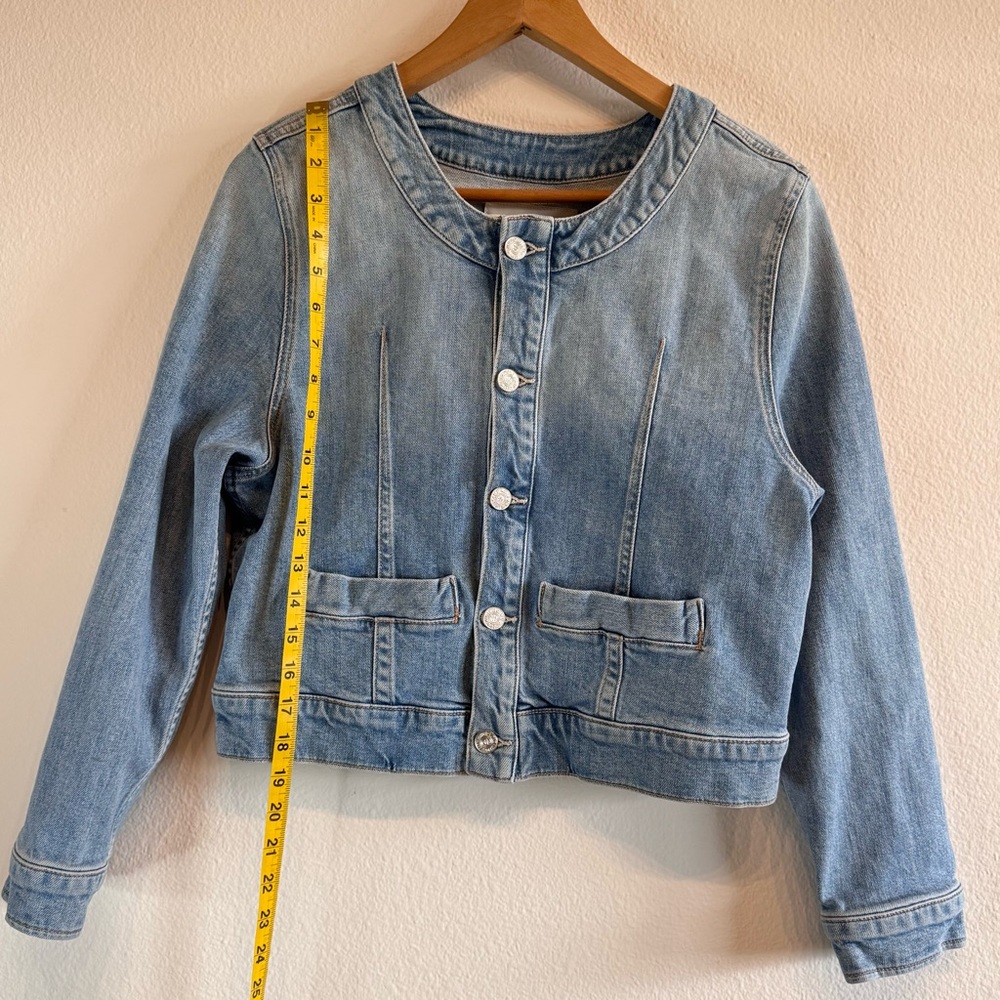 MOTHER The Picky Denim Jacket Cropped Let Them Eat Cake Wash Large - Picture 7 of 11
